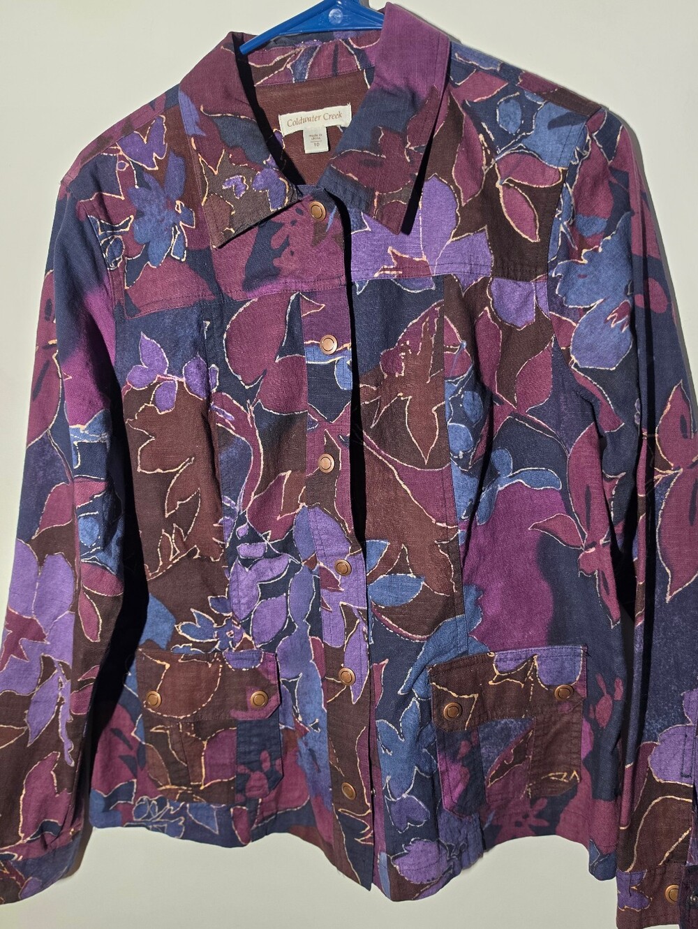 Coldwater Creek Purple Floral Button-Front Jacket